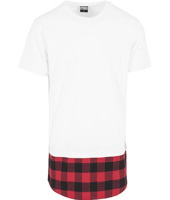 Long Shaped Flanell Bottom Tee white-black-red 2